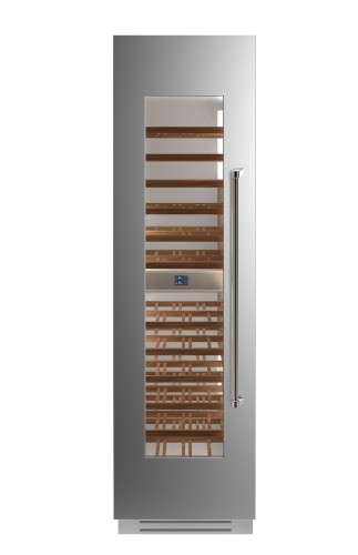 Adega em inox Bertazzoni MAS WC605BLX2T para 80 garrafas e abertura de porta para a esquerda.