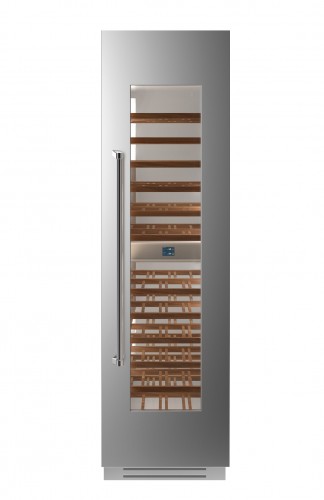 Adega em inox Bertazzoni MAS WC605BRX2T para 80 garrafas e abertura de porta para a direita.