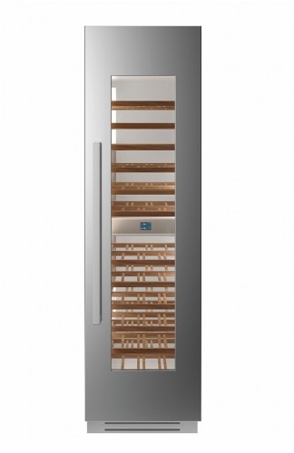 Adega em inox Bertazzoni PRO WC605BRX2T para 80 garrafas e abertura de porta para a direita.