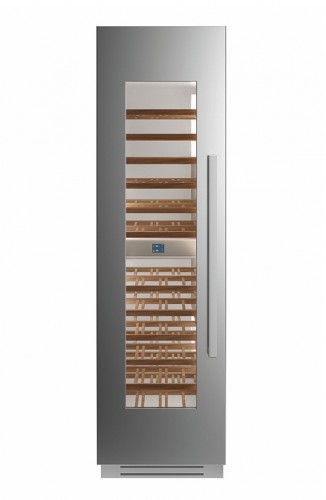 Adega em inox Bertazzoni PRO WC605BLX2T para 80 garrafas e abertura de porta para a esquerda.