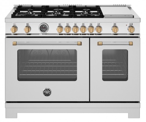 Fogão Bertazzoni Master Series MAS486 BTFGMXTLPG Gold com 122 cm de largura.