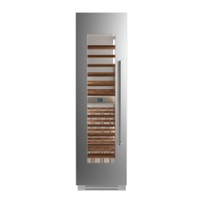 Adega em inox Bertazzoni MAS WC605BLX2T para 80 garrafas e abertura de porta para a esquerda.