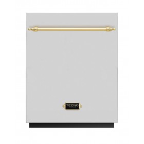 Lava louças de embutir com porta em inox escovado e puxador tubular em latão TECNO Vintage TD14 EXD V2.